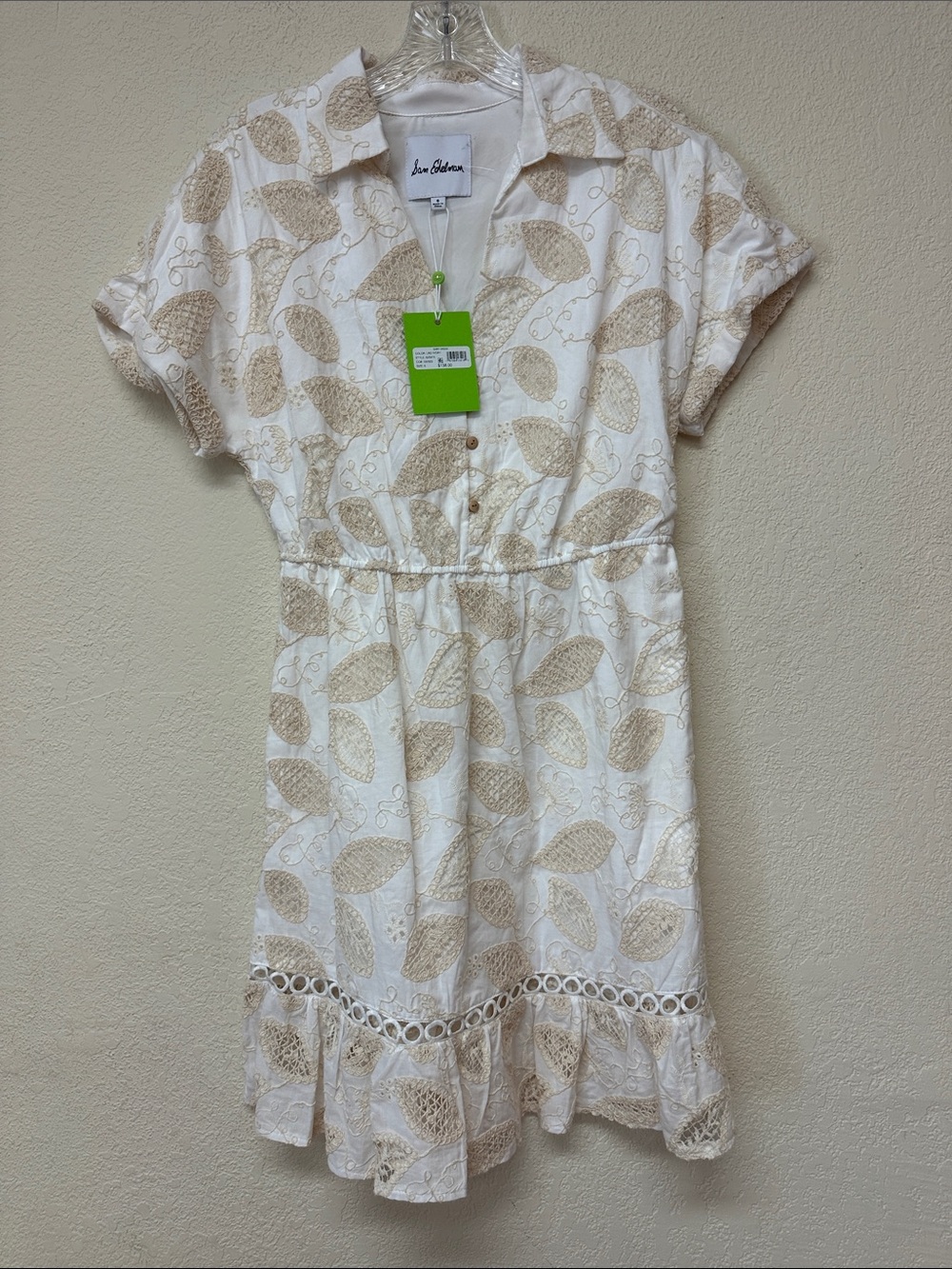 Same Edelman NWT Cream & Beige embroidered mini Dress size S